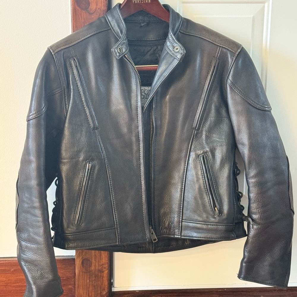 Women’s Black Leather Motorcycle Jacket - Classic Rider Style